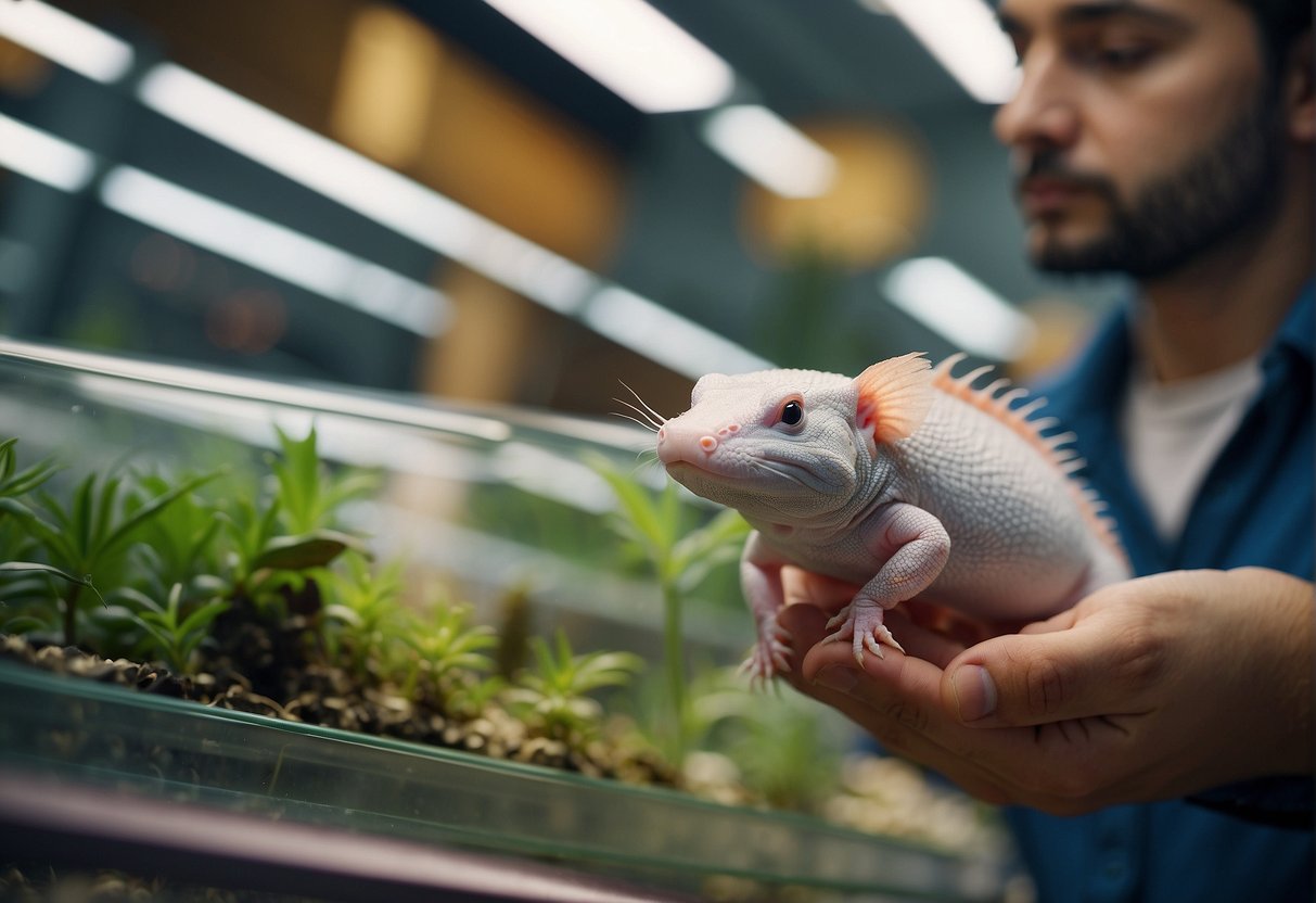 A person purchasing axolotls from a pet store