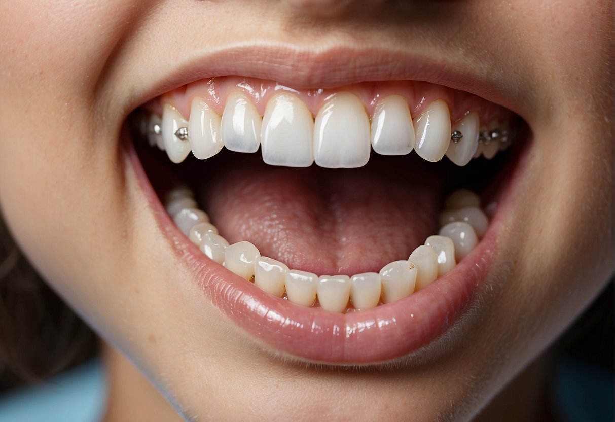 A child's mouth with orthodontic appliance for palate expansion